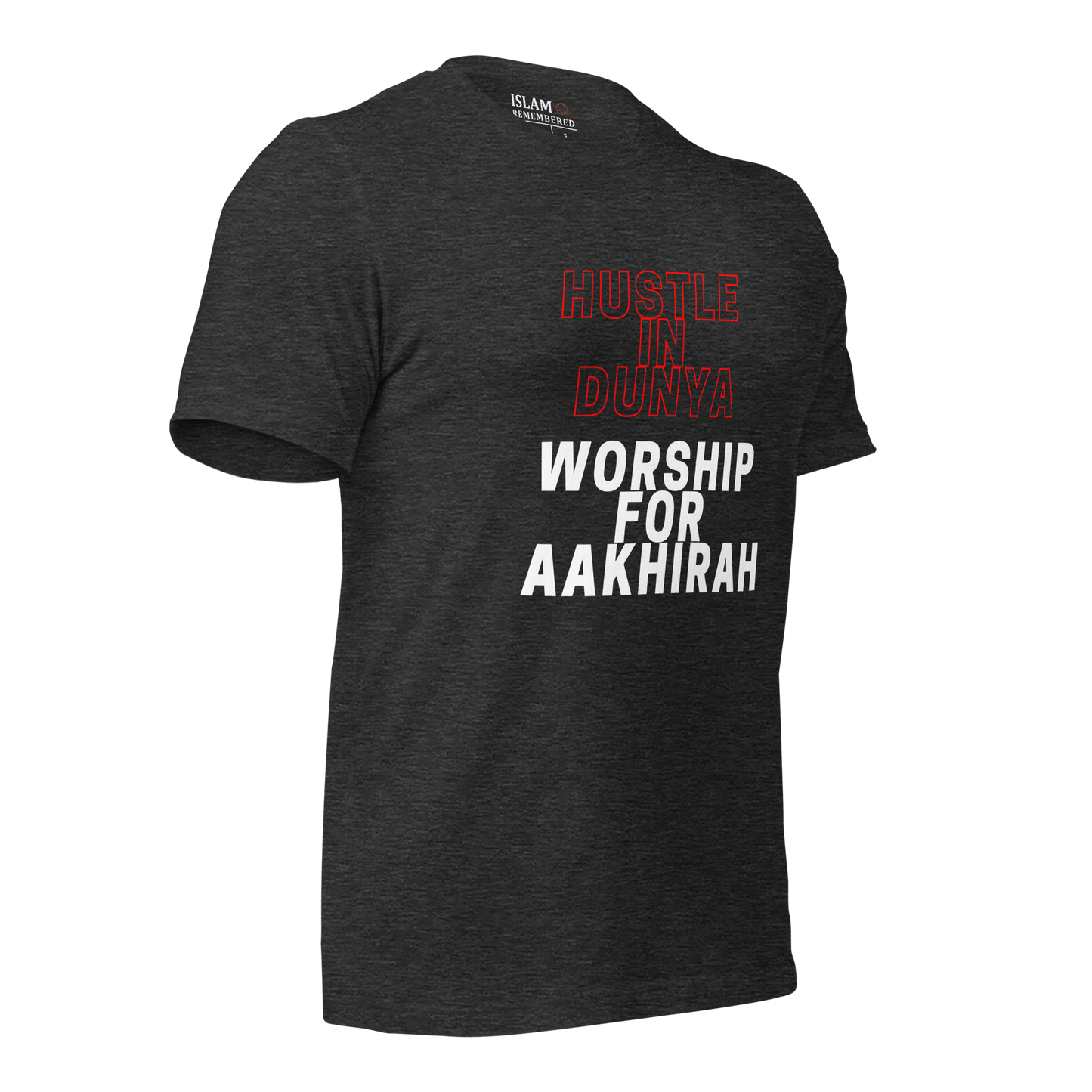 ADULT T-Shirt - HUSTLE & WORSHIP - Red/White