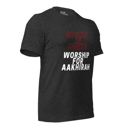 ADULT T-Shirt - HUSTLE & WORSHIP - Red/White