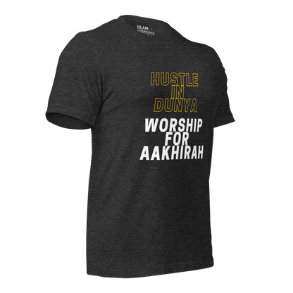 ADULT T-Shirt - HUSTLE & WORSHIP - Gold/White