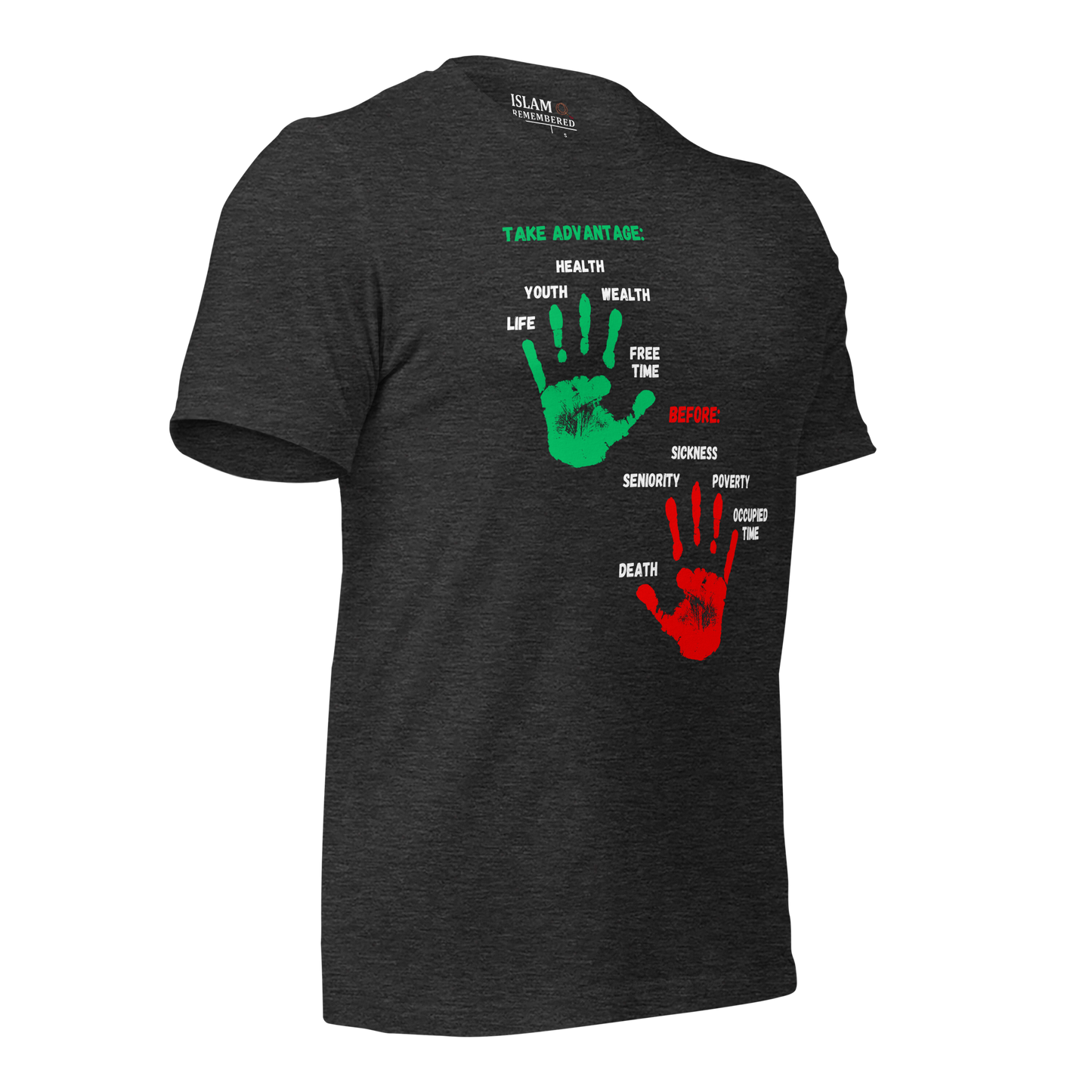 ADULT T-Shirt - ADVANTAGE BEFORE - Green/Red/White