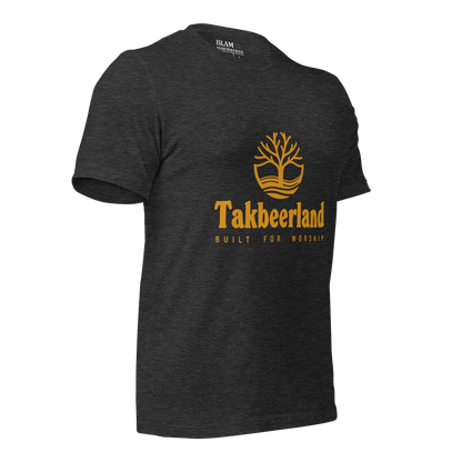 ADULT T-Shirt - TAKBEERLAND FULL LOGO (Centered/Medium) - Gold