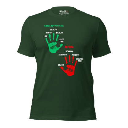 ADULT T-Shirt - ADVANTAGE BEFORE - Green/Red/White