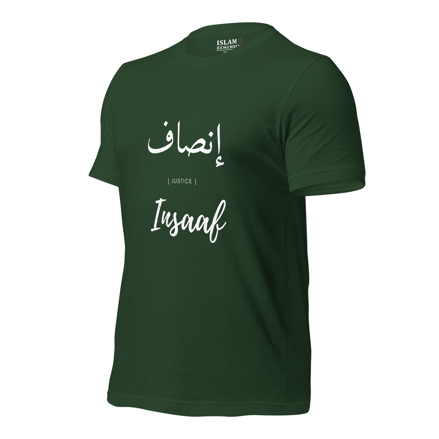 ADULT  T-Shirt - INSAAF (JUSTICE) Arabic/English - White