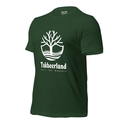 ADULT  T-Shirt - TAKBEERLAND FULL LOGO (Centered/Large) - White