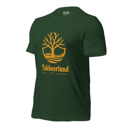 ADULT T-Shirt - TAKBEERLAND FULL LOGO (Centered/Large) - Gold