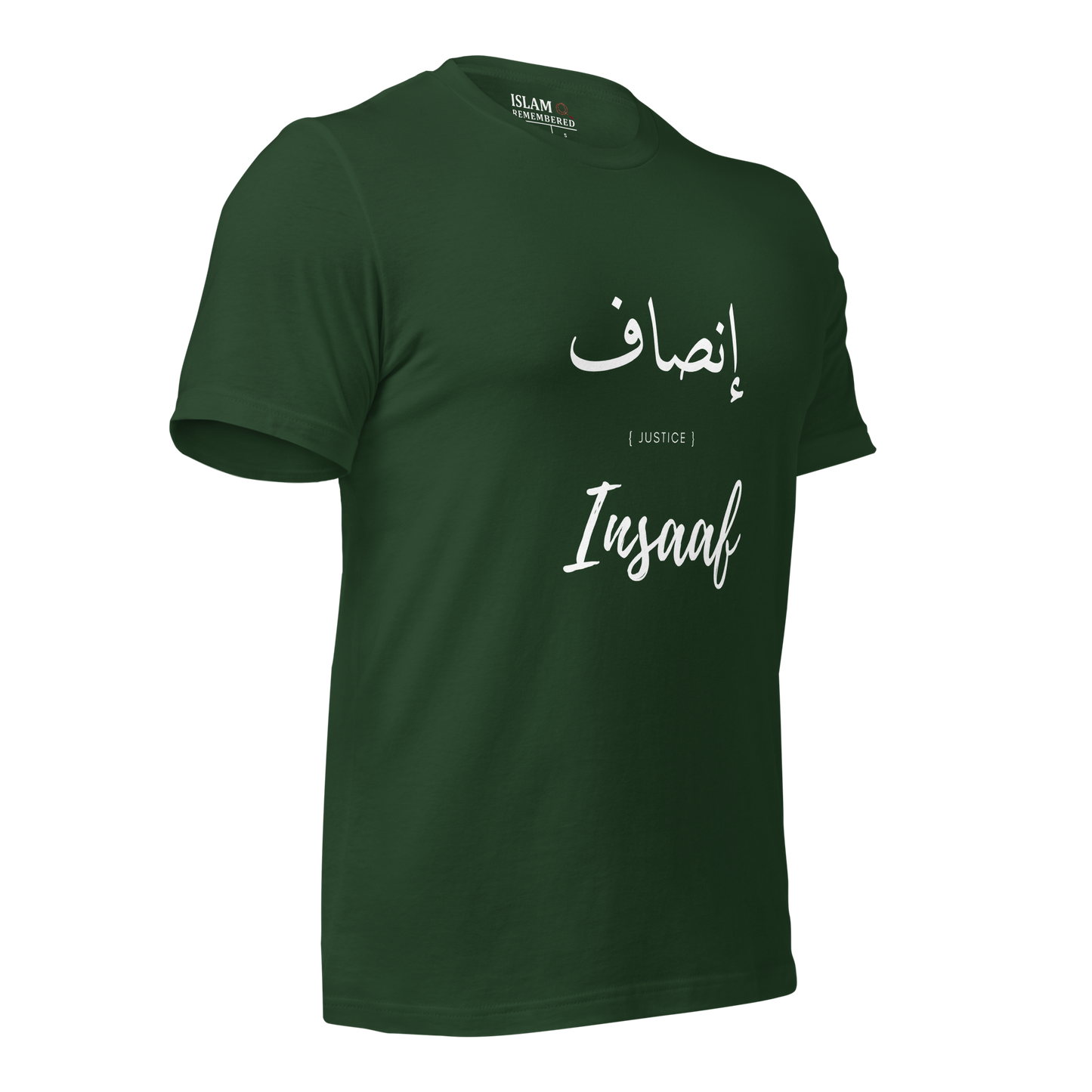 ADULT  T-Shirt - INSAAF (JUSTICE) Arabic/English - White