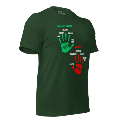 ADULT T-Shirt - ADVANTAGE BEFORE - Green/Red/White