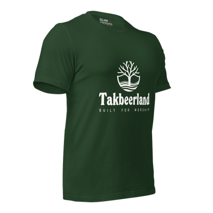 ADULT T-Shirt - TAKBEERLAND FULL LOGO (Centered/Medium) - White