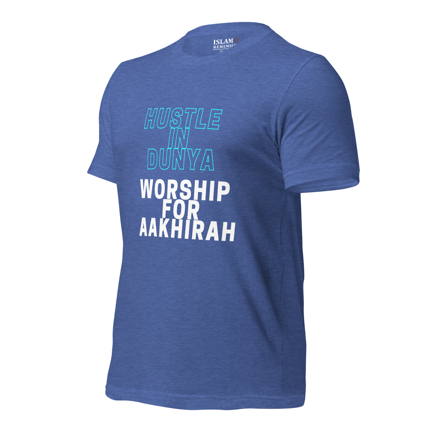 ADULT T-Shirt - HUSTLE & WORSHIP - Blue/White