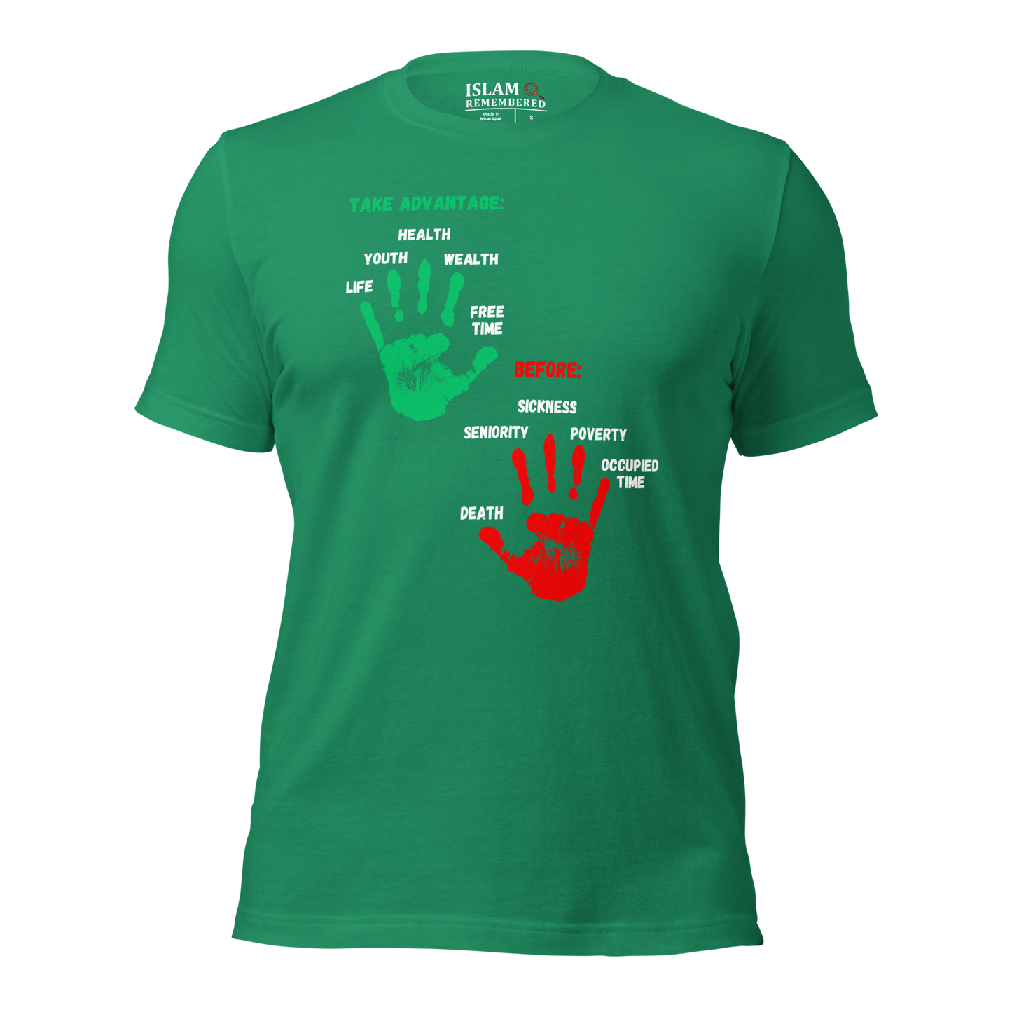 ADULT T-Shirt - ADVANTAGE BEFORE - Green/Red/White