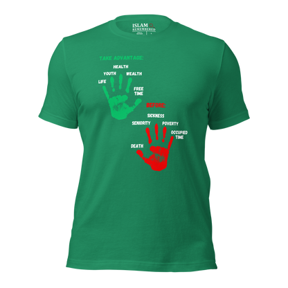 ADULT T-Shirt - ADVANTAGE BEFORE - Green/Red/White