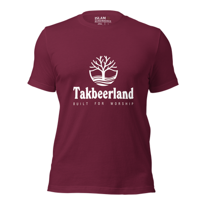 ADULT T-Shirt - TAKBEERLAND FULL LOGO (Centered/Medium) - White