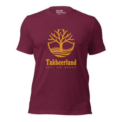 ADULT T-Shirt - TAKBEERLAND FULL LOGO (Centered/Large) - Gold