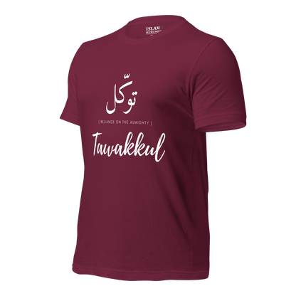 ADULT T-Shirt - TAWAKKUL (RELIANCE) Arabic/English - White