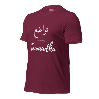 ADULT T-Shirt - TAWAADHU (HUMILITY) Arabic/English - White