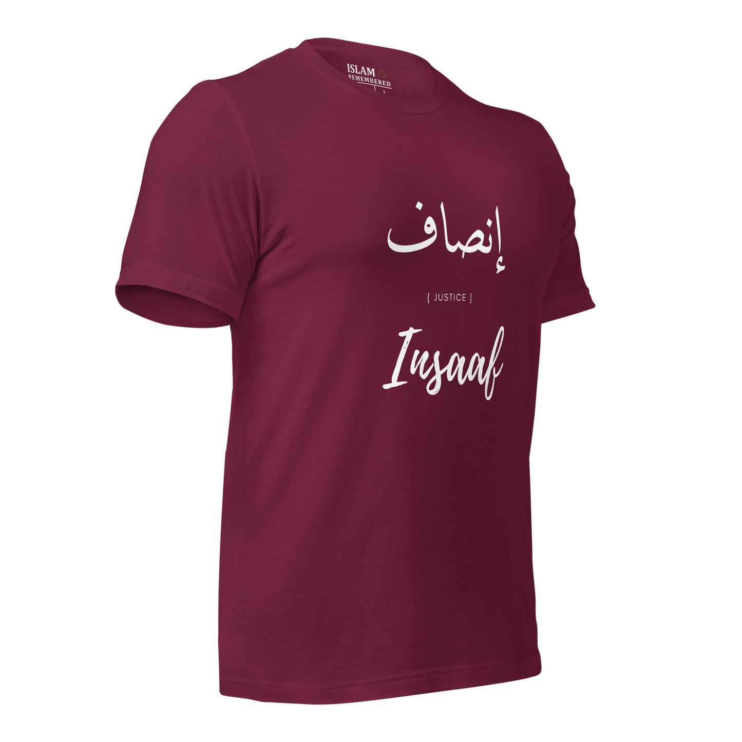 ADULT  T-Shirt - INSAAF (JUSTICE) Arabic/English - White