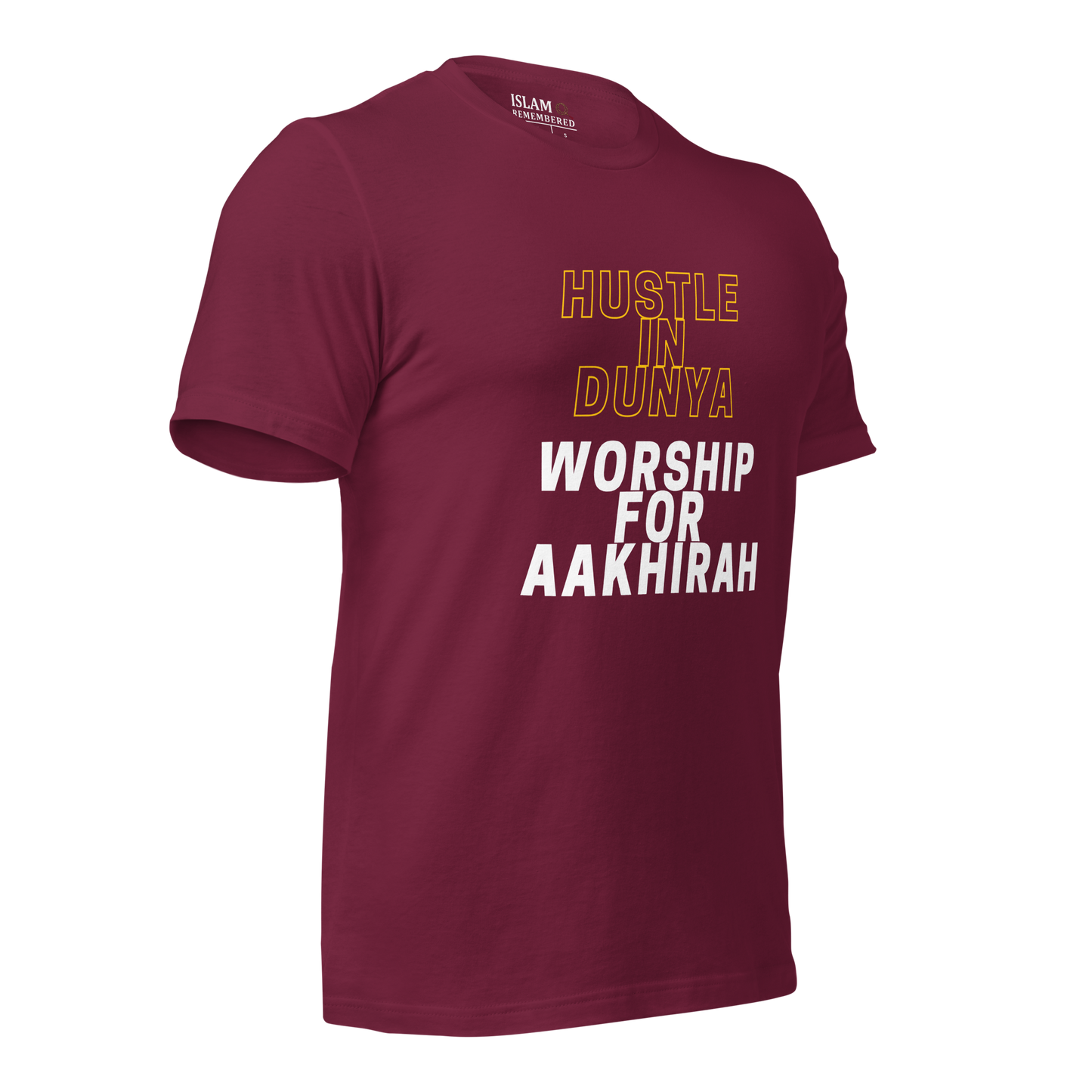 ADULT T-Shirt - HUSTLE & WORSHIP - Gold/White