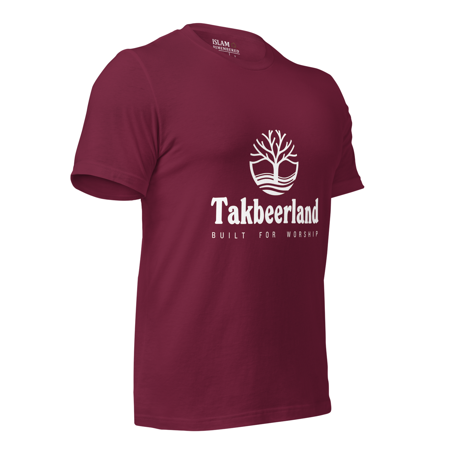 ADULT T-Shirt - TAKBEERLAND FULL LOGO (Centered/Medium) - White