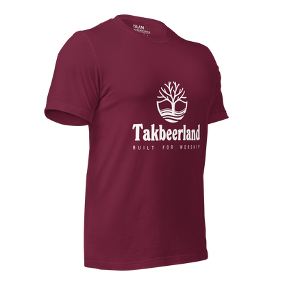 ADULT T-Shirt - TAKBEERLAND FULL LOGO (Centered/Medium) - White