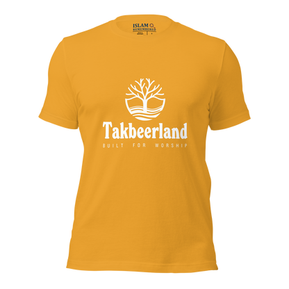 ADULT T-Shirt - TAKBEERLAND FULL LOGO (Centered/Medium) - White