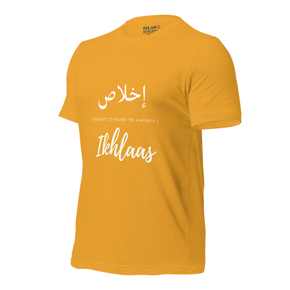 ADULT T-Shirt - IKHLAAS (SINCERETY) Arabic/English - White