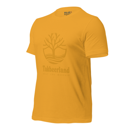 ADULT T-Shirt - TAKBEERLAND FULL LOGO (Centered/Large) - Gold