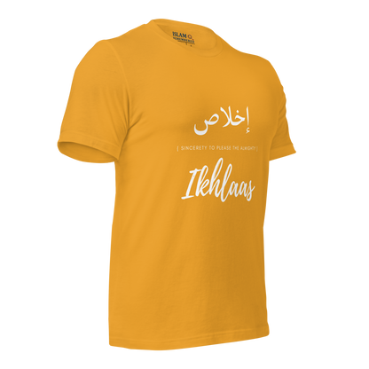 ADULT T-Shirt - IKHLAAS (SINCERETY) Arabic/English - White