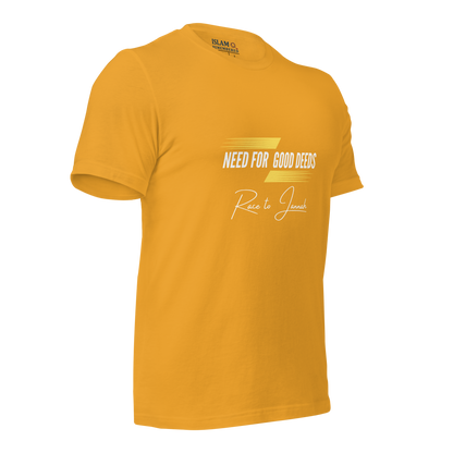 ADULT T-Shirt - NEED FOR GOOD DEEDS - White/Yellow