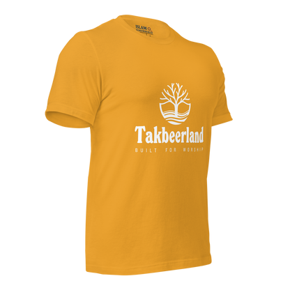 ADULT T-Shirt - TAKBEERLAND FULL LOGO (Centered/Medium) - White