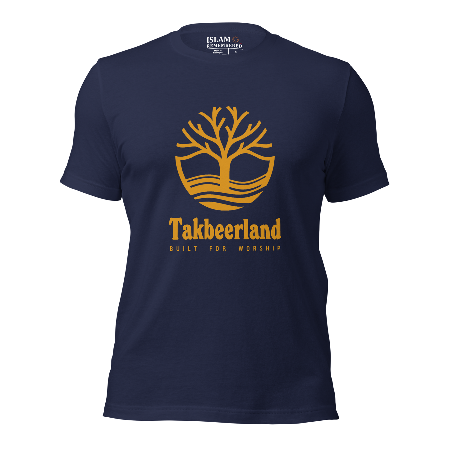 ADULT T-Shirt - TAKBEERLAND FULL LOGO (Centered/Large) - Gold