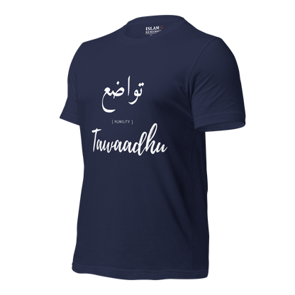 ADULT T-Shirt - TAWAADHU (HUMILITY) Arabic/English - White