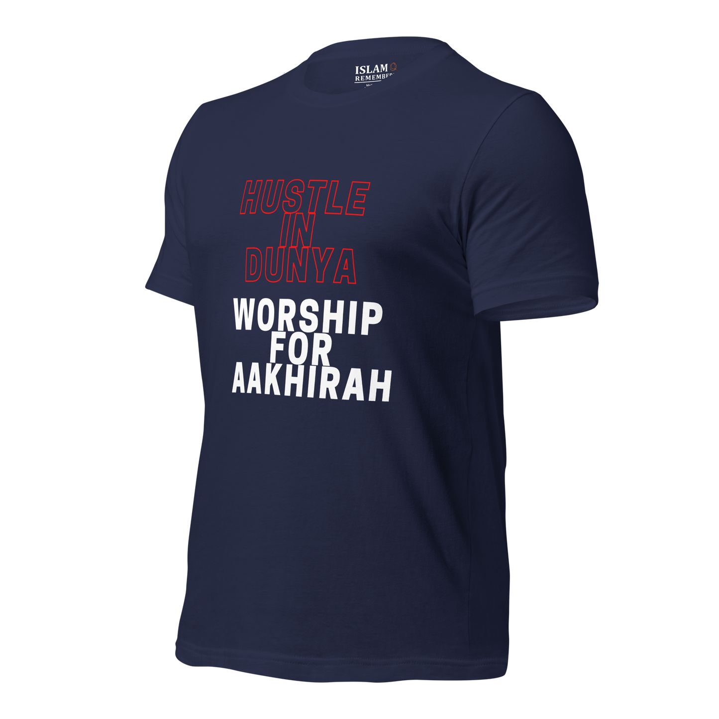 ADULT T-Shirt - HUSTLE & WORSHIP - Red/White