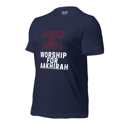 ADULT T-Shirt - HUSTLE & WORSHIP - Red/White