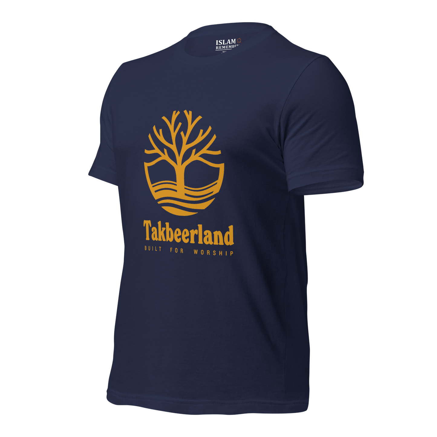 ADULT T-Shirt - TAKBEERLAND FULL LOGO (Centered/Large) - Gold