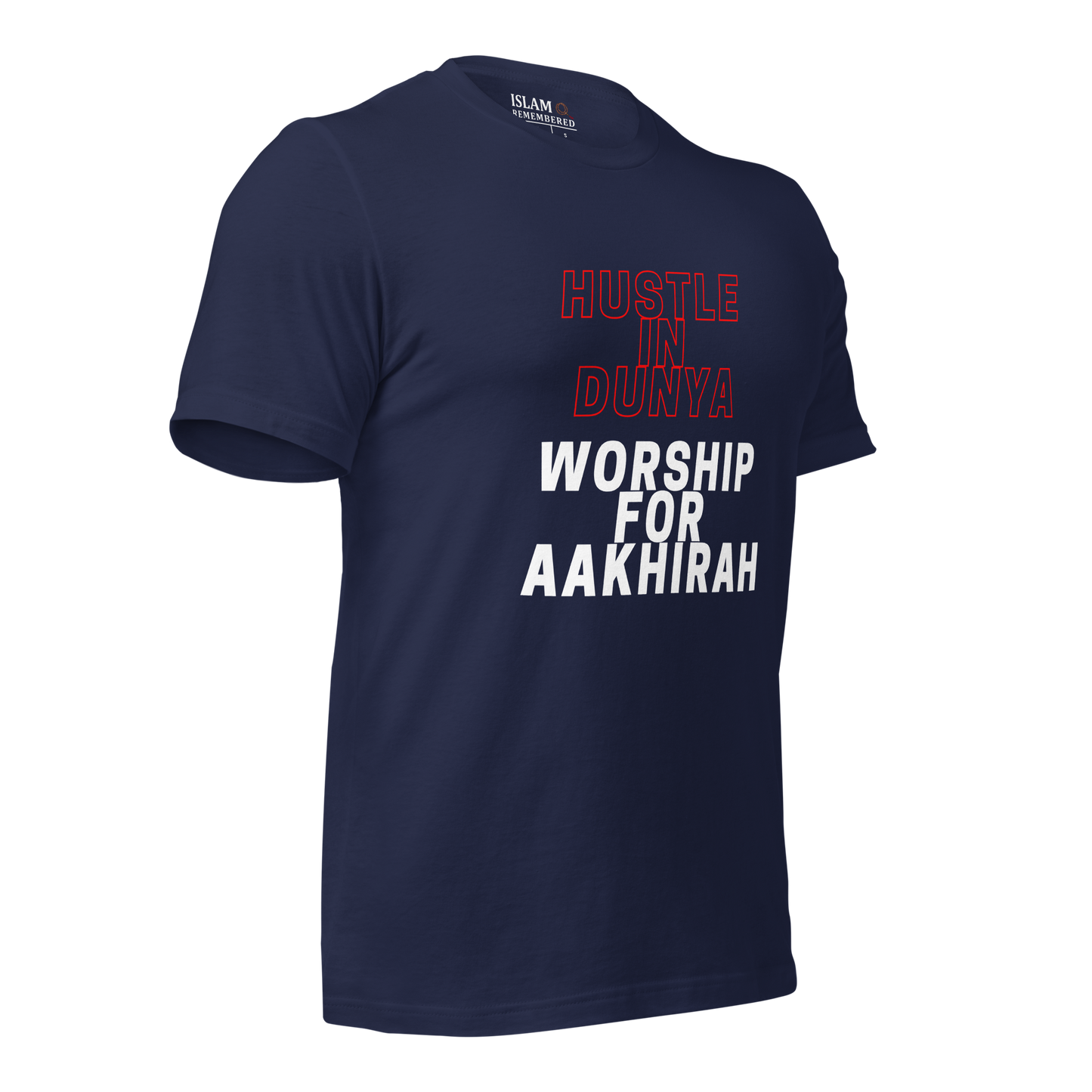 ADULT T-Shirt - HUSTLE & WORSHIP - Red/White