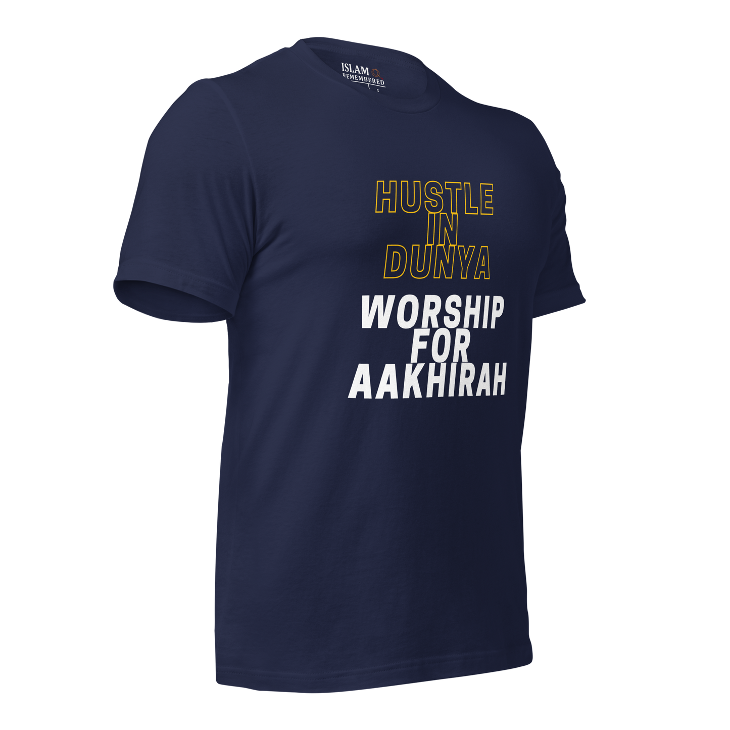 ADULT T-Shirt - HUSTLE & WORSHIP - Gold/White