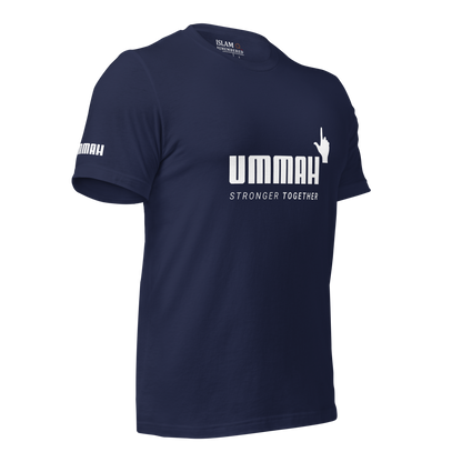 ADULT T-Shirt - UMMAH STRONGER TOGETHER Emblem (w/ Arm Logo)  - White