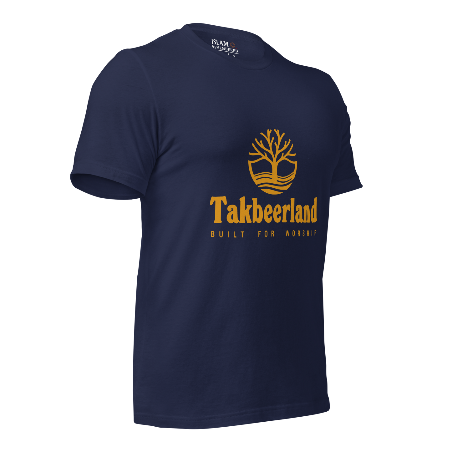 ADULT T-Shirt - TAKBEERLAND FULL LOGO (Centered/Medium) - Gold