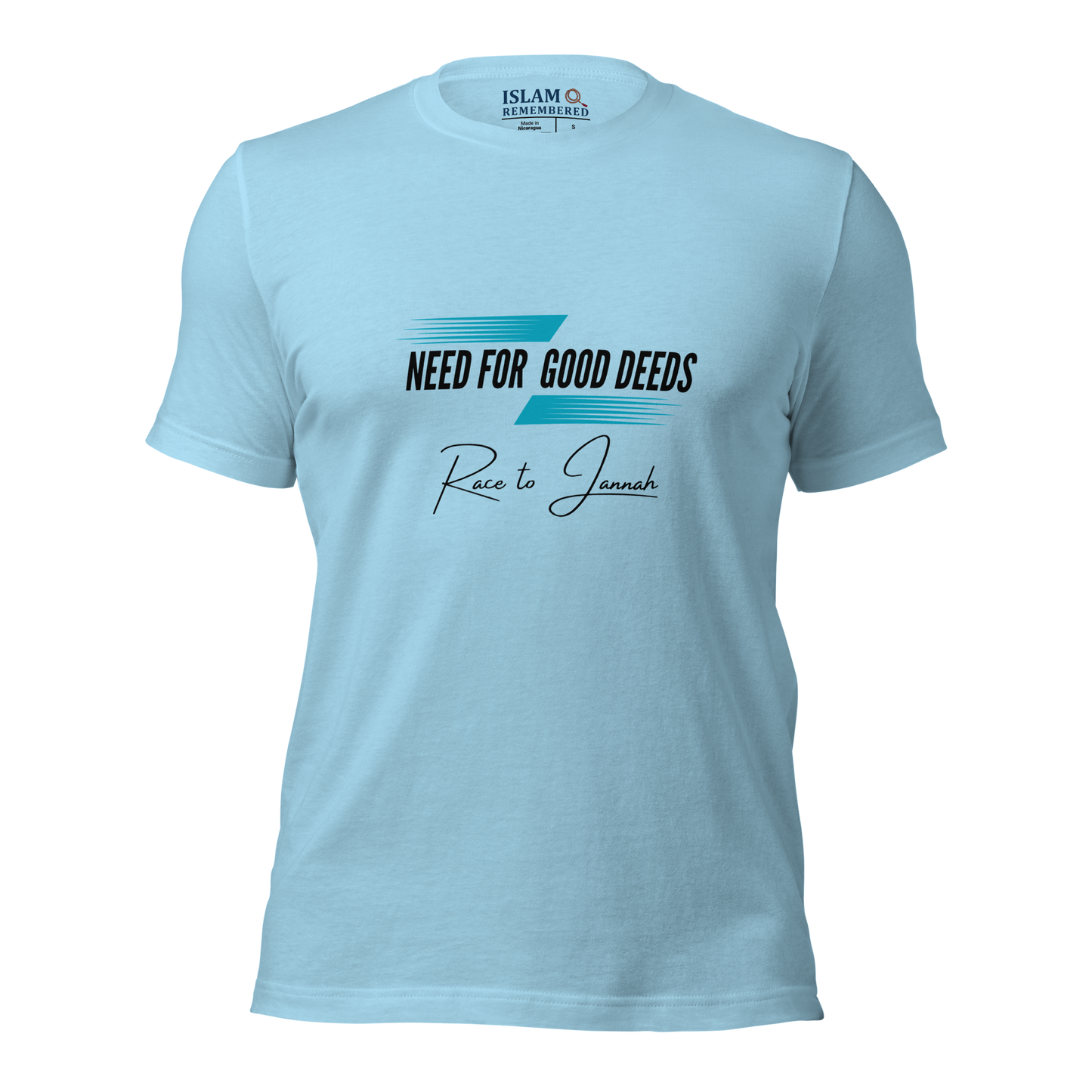 ADULT T-Shirt - NEED FOR GOOD DEEDS - Black/Light Blue