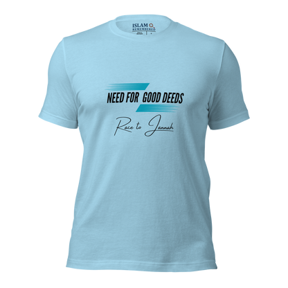 ADULT T-Shirt - NEED FOR GOOD DEEDS - Black/Light Blue