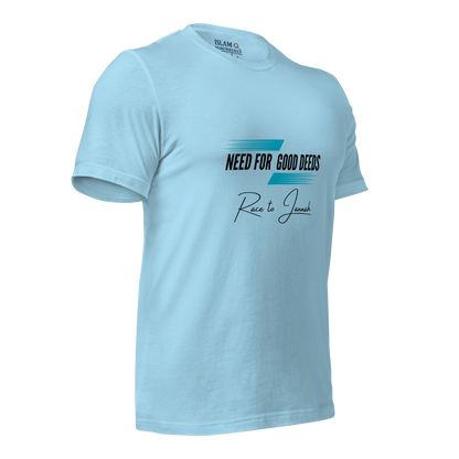 ADULT T-Shirt - NEED FOR GOOD DEEDS - Black/Light Blue