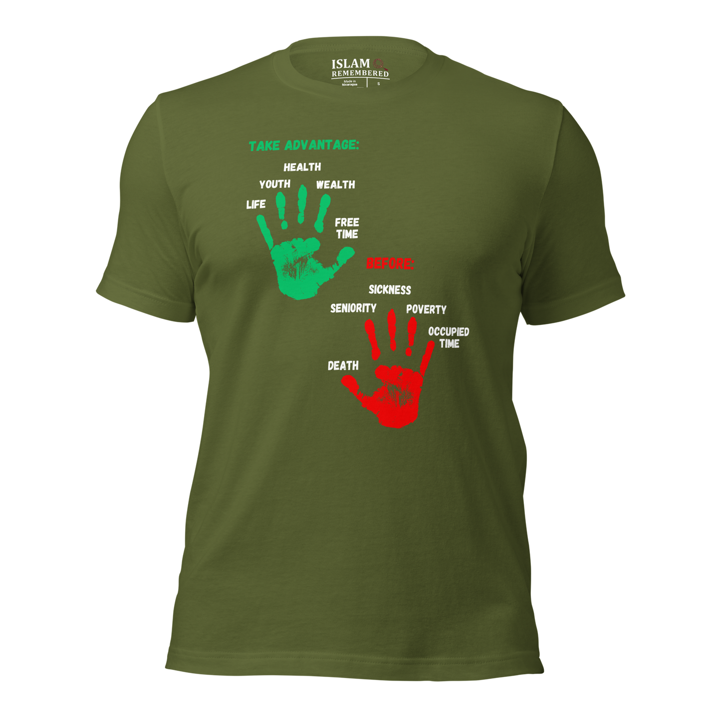 ADULT T-Shirt - ADVANTAGE BEFORE - Green/Red/White