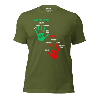 ADULT T-Shirt - ADVANTAGE BEFORE - Green/Red/White