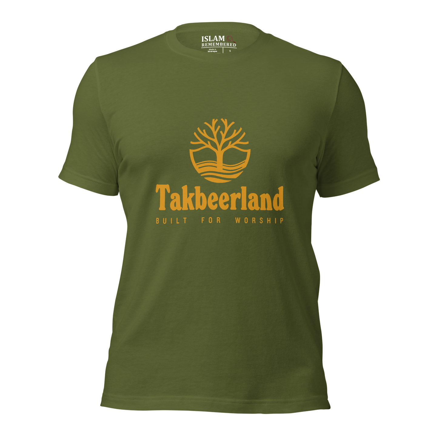 ADULT T-Shirt - TAKBEERLAND FULL LOGO (Centered/Medium) - Gold