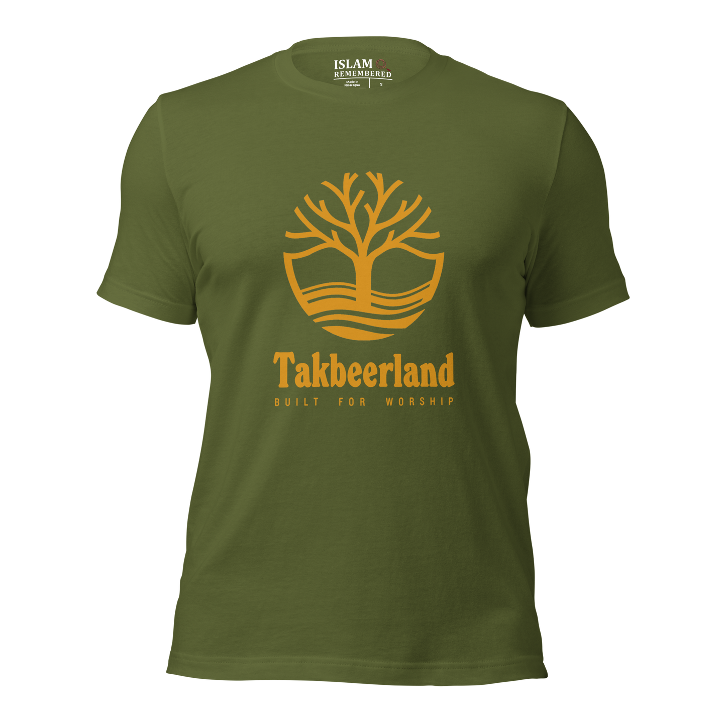 ADULT T-Shirt - TAKBEERLAND FULL LOGO (Centered/Large) - Gold