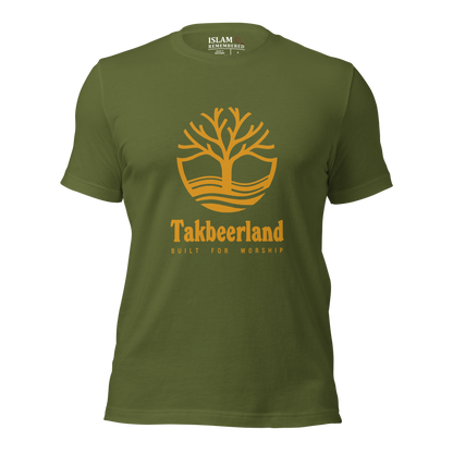 ADULT T-Shirt - TAKBEERLAND FULL LOGO (Centered/Large) - Gold