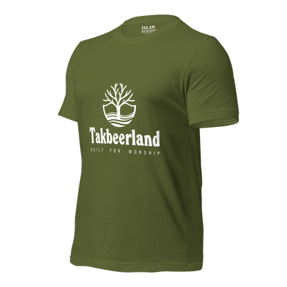 ADULT T-Shirt - TAKBEERLAND FULL LOGO (Centered/Medium) - White