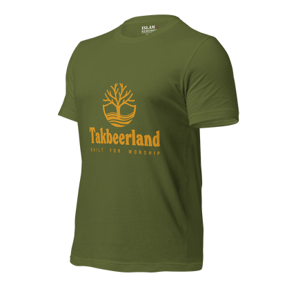 ADULT T-Shirt - TAKBEERLAND FULL LOGO (Centered/Medium) - Gold