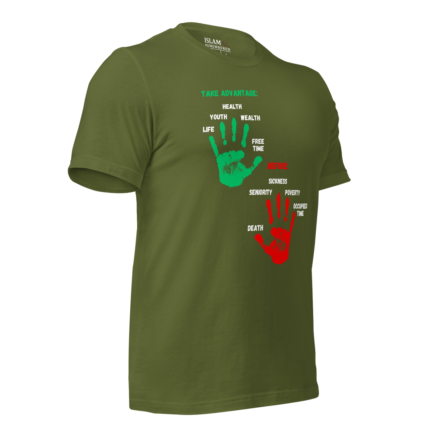 ADULT T-Shirt - ADVANTAGE BEFORE - Green/Red/White