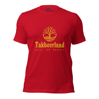 ADULT T-Shirt - TAKBEERLAND FULL LOGO (Centered/Medium) - Gold